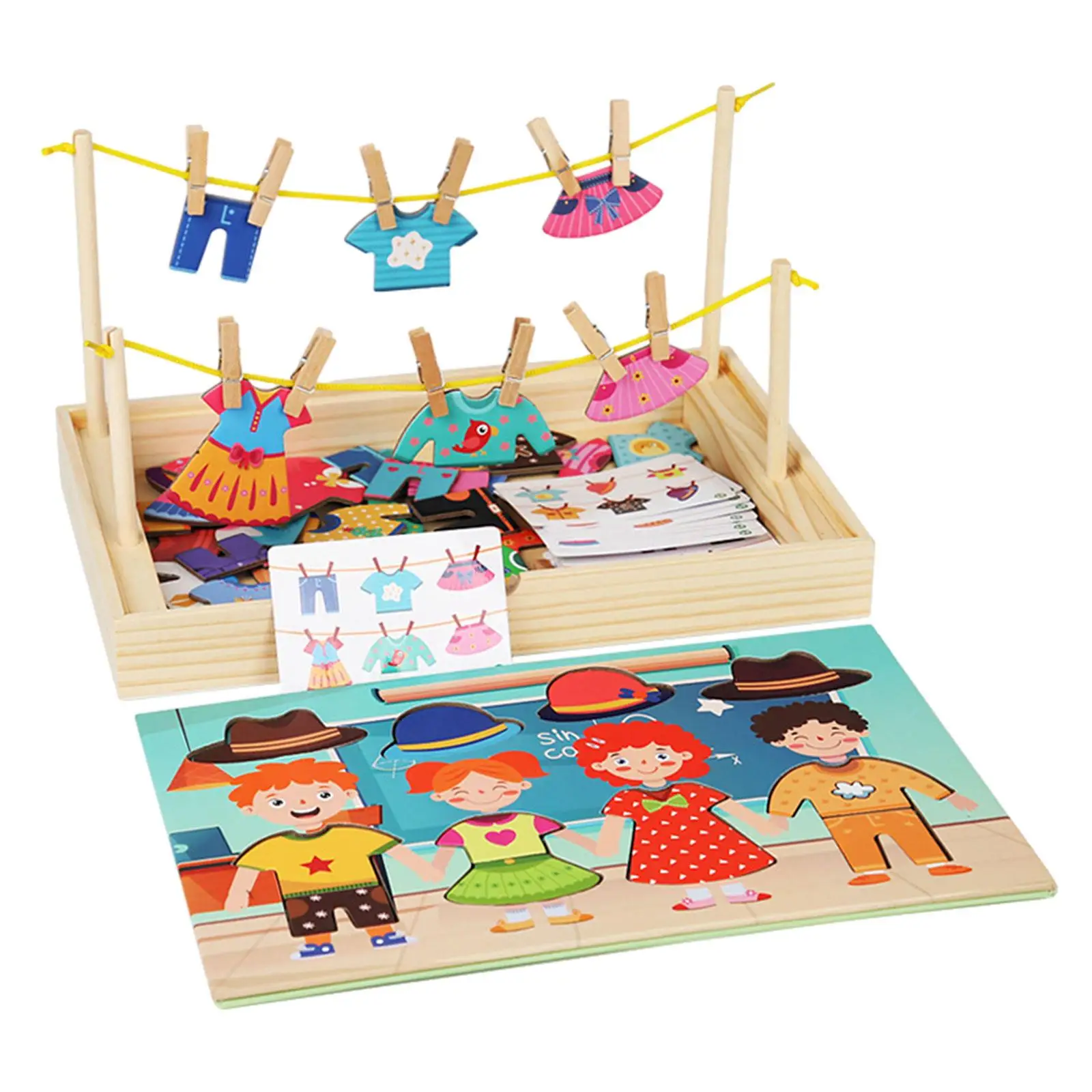 Wooden Jigsaw Puzzle Durable Wooden Dress up Puzzles for Boys Girls Children