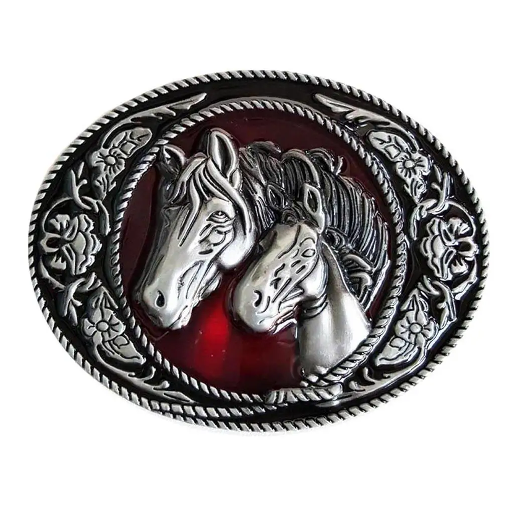 Vintage Flower Decorative Belt Buck Antique Western Horse Head Belt Buckle