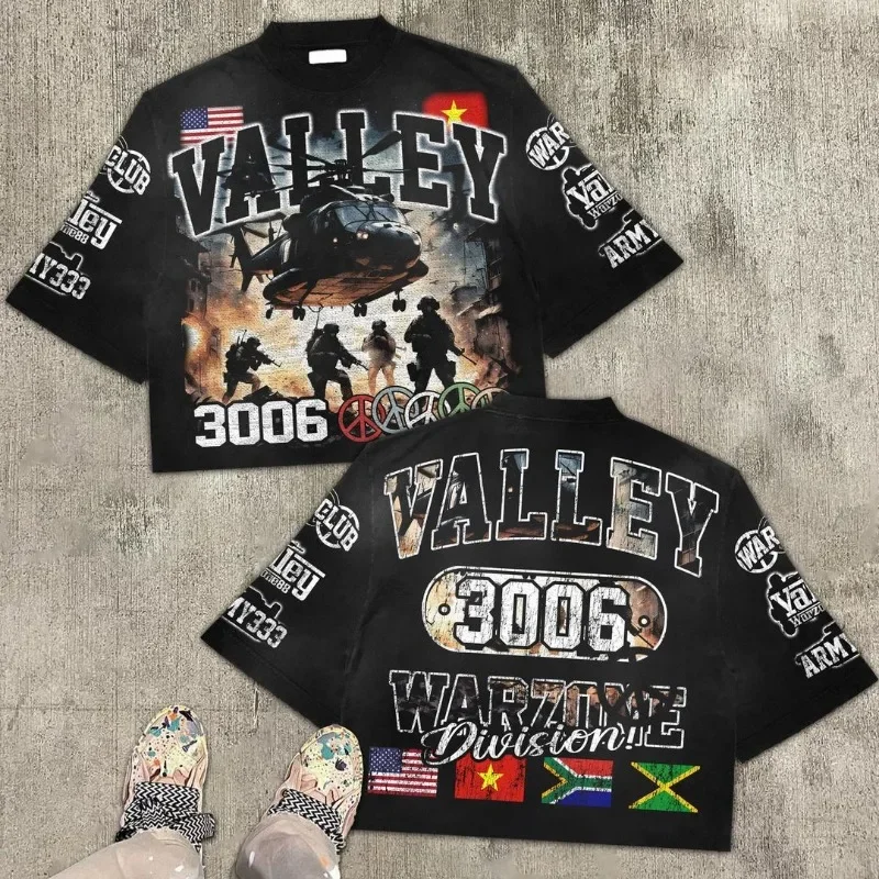 European and American New High Street Fashion Brand Short-sleeved Women Y2k Gothic Punk Harajuku Versatile Oversized T-shirt