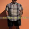 Biggmans Shirt Plus Size Set L-9Xl for Summer Clothing Oversize Men's Business Office Short Sleeve Shirt Shorts 6Xl 7Xl 8Xl