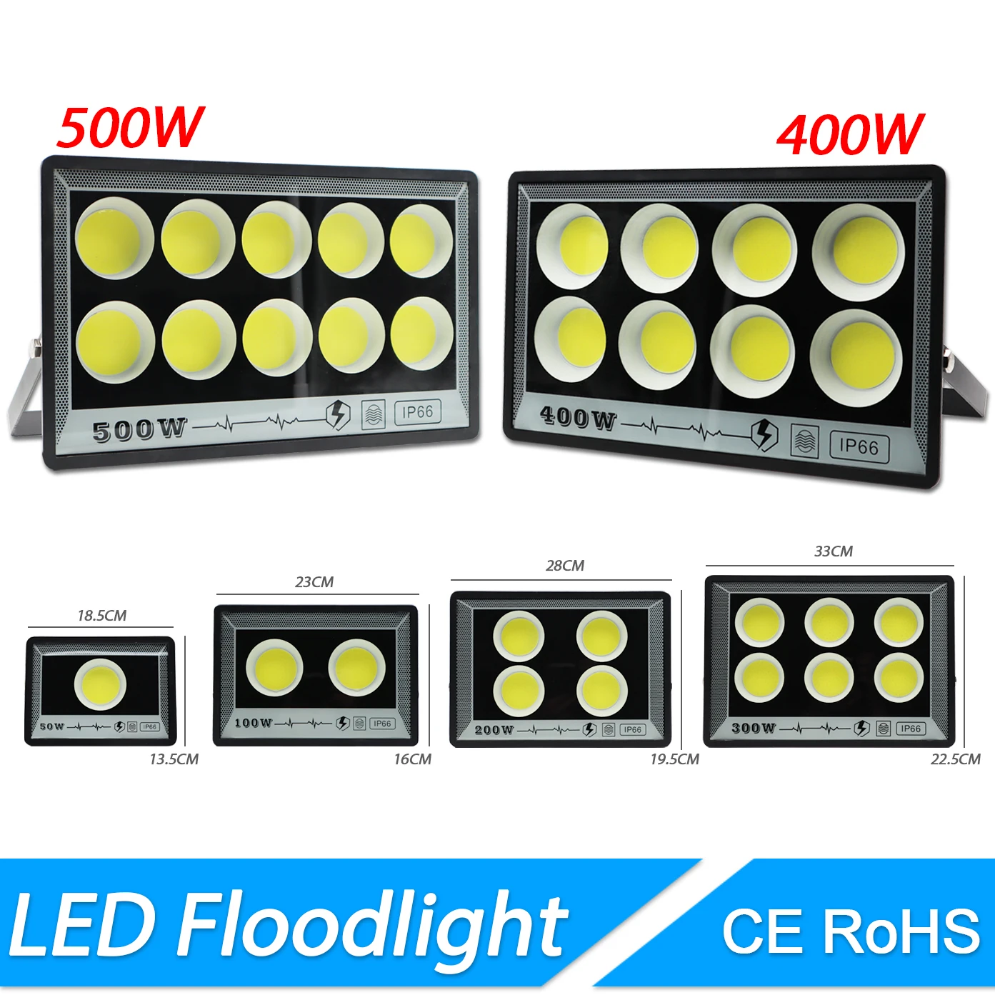 Led Flood Light 500W 400W 300W 200W 100W 50W AC 220V Outdoor Wall Floodlight Spotlight IP66 Waterproof LED Street Lamp
