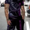Summer Men's Soprts Quick-Dry Short Sleeve&Shorts 2 piece Set Cool Scorpion Graphic 3D Print T-Shirt and Drawstring Short Set