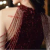 Elegant Luxury Long Women Dresses Elegant Party Gown Black Sequined Pearl Tassel Shoulder Celebrity Red Carpet Dresses - Image 8