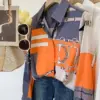 Luxury Brand Design Imitation Silk Orange Grey 2024 Summer Long Sleeves Shirt For Women Elegant Fashion Lady Top Clothes