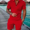 New summer men's fashion trend printed POLO shirt set comfortable lapel short sleeve pullover casual men's T-shirt