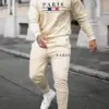Men's Fashion Brand Clothing Sportswear Paris Long Sleeve + SweatPants 3D Printed Simple Design Casual Jogging 2-piece set
