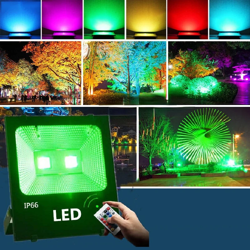 Led Colorful Floodlight Colorful RGB Color-changing Spotlight Outdoor Waterproof Landscape Garden Square Park Tree Greening Lamp