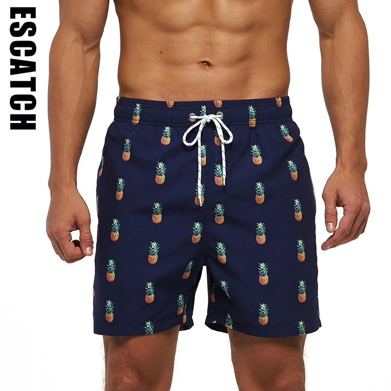 Escatch Brand Summer Mens Shorts Fashion Polyester Quick Dry Board Shorts Male Sport Gym Swimsuit Surf Swim Trunks For Man