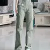 Jielur High Waist Casual Slim Female Cargo Pants New Office Ladies Straight Vintage Green Khaki American Style Chic Women Pants