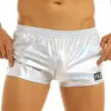 Mens Holographic Shiny Metallic Boxer Briefs Casual Loose Lounge Shorts Underwear Fashion Swim Trunks Bikini Swimwear