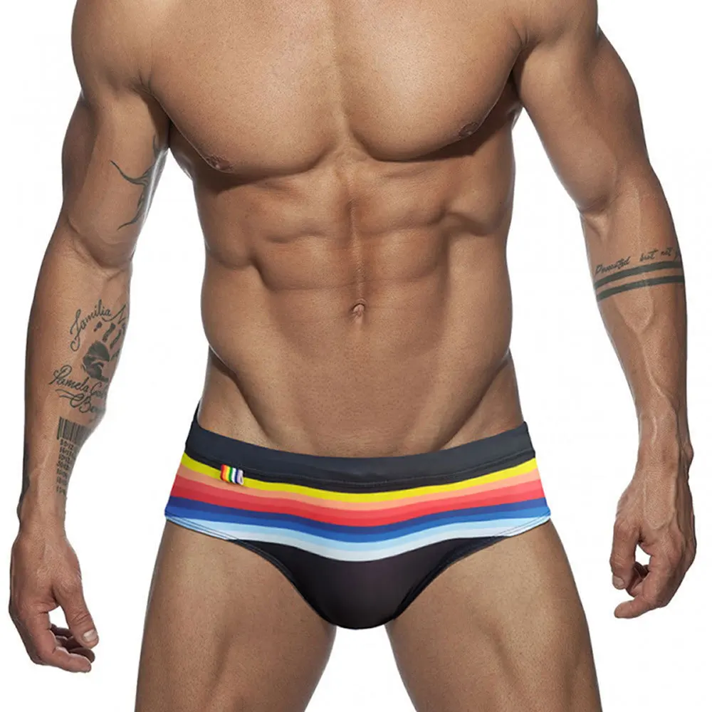 Men Striped Swim Briefs Swimwear Sexy Male Swimming Trunks Beach Short Surfing Summer Swimsuit Bikini Pants Bañador Corto Hombre