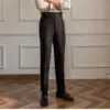 Pantalon Homme Italian High Waist Pant Business Versatile Draped Trousers Gentlemen Office Trousers Men Spring Dress Pant Men