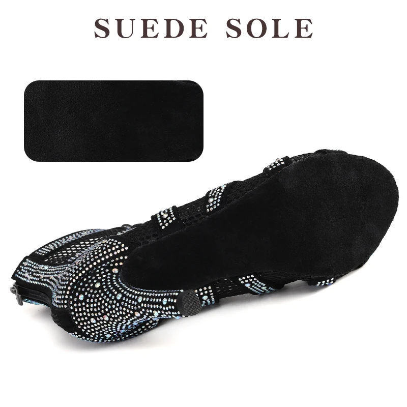 New Style Women Rhinestone Dance Shoes Ballroom Salsa Party Bachata Social Latin Dance Booties For Women/Ladies Heels 7-11cm - Image 3