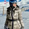 Winter Hooded Down Jackets Women With Belt Warm Thick Long Sleeve Stand Collar Parkas Padded Coats 2025 Lady Sports Ski Outdoor