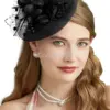 Elegant Fascinators Hats Headband Women Mesh Wedding Headwear Veil Flower Cocktail Tea Party Derby Hats Bride Hair Accessories