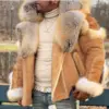 Plush Faux Leather Winter Coat Men's Clothing Large Fur Collar Long Sleeve Jacket Thick Warm Winter Fur Coats Jackets 5XL 4XL