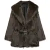 Luxury Faux Fur Women Coat Vintage Solid Full Sleeve Lapel Belt Female Jacket 2024 Winter Street Fashion Thicken Lady Outwear
