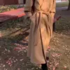 Office Lady Lace Up Alpaca Woolen Jackets 2024 Autumn And Winter Double-Sided Bathrobe All-Match Loose Long Women's Wool Coats