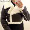 2024 Autumn Winter Women's Leather Jacket Coat Fashion Vintage Zippers Faux Leathers Casual Simple Cool Short Soft Warm Coats