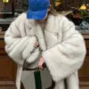 2024 Winter Ins Hot Fashion Girls Oversized Gradient Fur Coat Women Thick Warm Outerwear Fluffy Faux Fox Fur Jacket