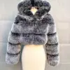 ZADORIN High Quality Furry Cropped Faux Fur Coats and Jackets Women Fluffy Top Coat with Hooded Winter Fur Jacket manteau femme