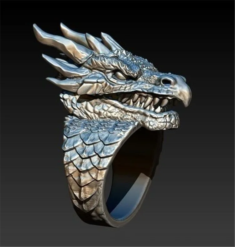 Milangirl Vintage Punk Gothic Ring Dragon Ring Men's Fashion Dragon Man Ring Jewelry