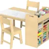 Kids Art Table and Chairs Set - Craft Table with Large Storage Desk and Portable Art Supply for Ages 8-12, 47