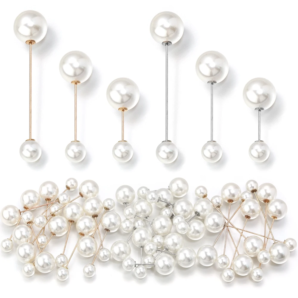 10Pcs/Lot Imitation Double Pearl Brooches Beige Color Fixing Clothes Pin Sweater Dress Safety Pins Diy Women Trendy Jewelry
