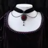 Gothic Dark Rose Cameo Choker Women Girls Halloween Pagan Witch Jewelry Accessories Gift Vintage Vampire Rose Velvet Necklace