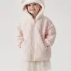MARC & JANIE Girls Bear Ears Hooded Quilted Jacket Loose A-Line Full Zip Coat Warm Outerwear