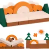 18PCS Modular Kids Play Couch - Junlge Theme Toddler Couch Building Fort, Convertible Sofa Foam Couch