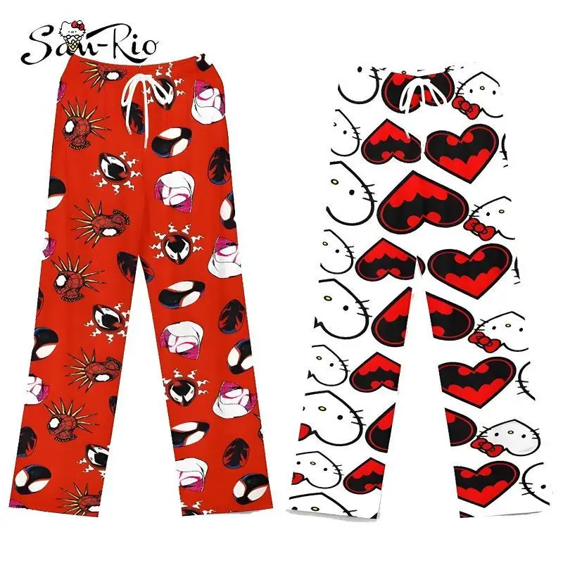 New Hello Kitty Pajamas Pants for Women Men Cartoon Couple Lounge Sleep Bottoms Pajama Pants Lounge Pant Kawaii Christmas Gifts