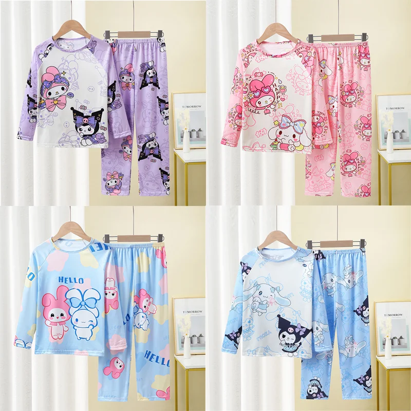 Miniso Winter Autumn Children's Pajamas Set 2024 Cute Anime Cartoon Kids Pijama Boy Girl Sleepwear Long-Sleeved Pants Loungewear