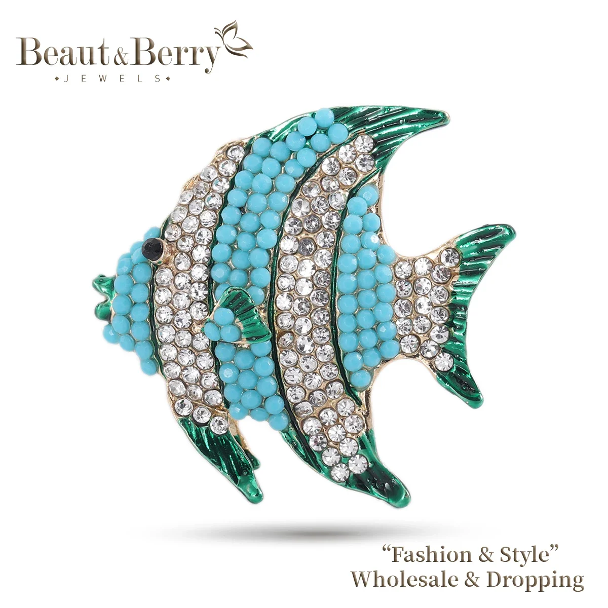 Trendy Rhinestone Fish Brooches for Women Unisex Animal Pins Multi-color Available Casual Party Accessories Gifts