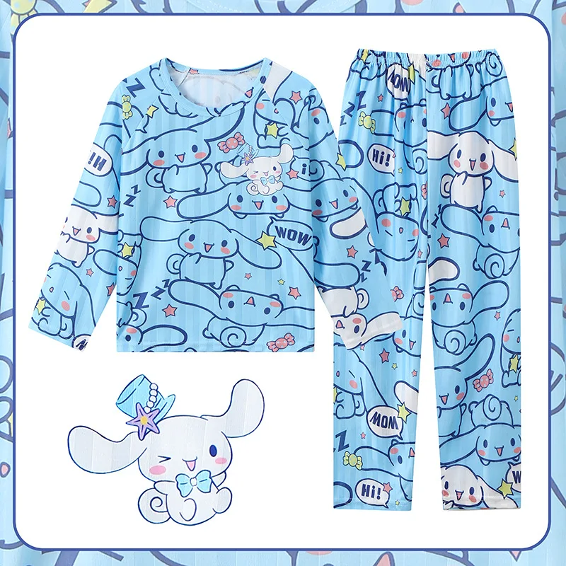 New Spring Autumn Kids Sleepwear Kawaii Sanrios Kuromi Cinnamoroll Children Pajamas Sets Cute Anime Boys Girls Home Clothes Gift