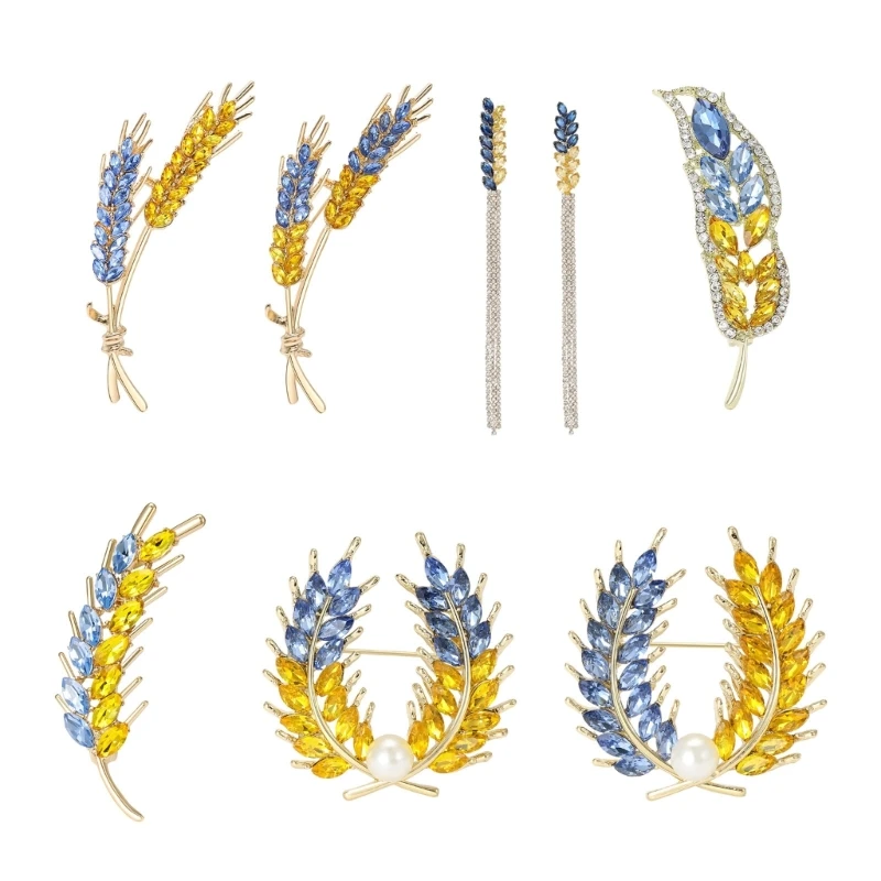 Elegant Women's Brooch with Long Thread Lapel Pin Stylish Wheat Ear Jewelry Flowing Fringe Sparkling Crystal Lapel Pins NM