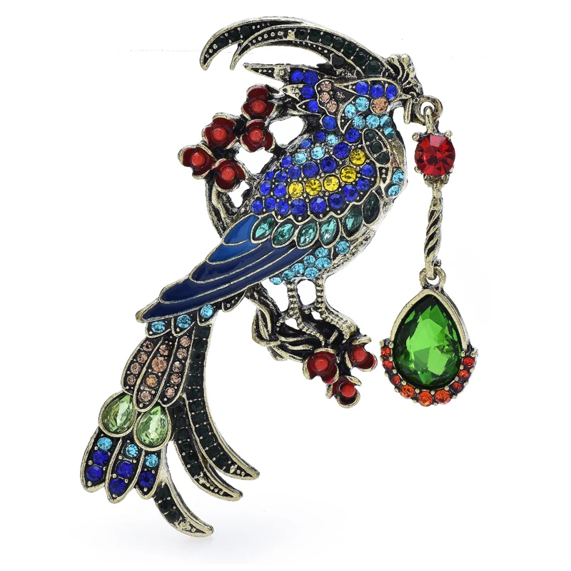 Wuli&baby Luxury Bird Brooches For Women Unisex Shining Beautiful Bird Animal Party Office Brooch Pins Gifts
