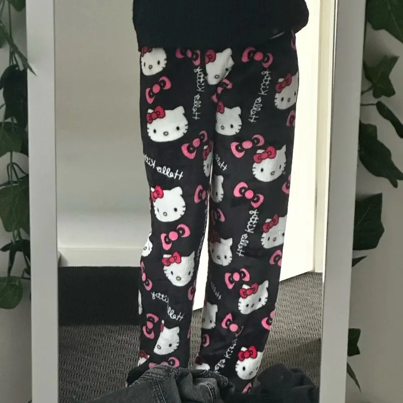 Sanrio Hello Kitty Pants Cute Anime Pajamas Multi-color Flannel Women's Casual Home Fashion Kuromi Pants Girls Clothes Gifts