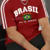 Mens BRAZIL Print T-Shirt Man Flag of Brazil Short Sleeve Sportwear Football T-Shirt Vintage Oversize Striped Tees Men Clothes