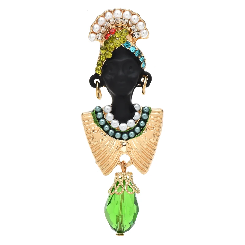 Wuli&baby Beauty Africa Lady Brooches For Women Unisex Wear Earrings National Hairstyle Fashion Black Girl Party Brooch Pins