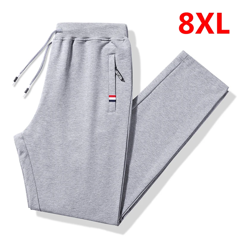 Big Size Sweatpants Men Casual Fashion Pants Oversize 8XL Plus Size Jogger Solid Color Cotton Trousers Male Stretch Pant