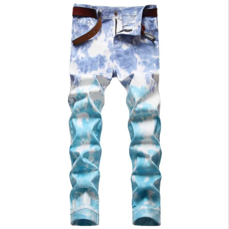 2021 Autumn Men Colored Jeans Mens Skinny Elastic Slim Straight Biker Jeans Male Casual Cotton Denim Pants Vaqueros Hombre