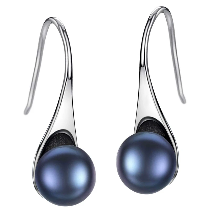 HENGSHENG Freshwater Pearl Earrings Dangle Drop 925 Sterling Silver Earrings 7-8mm Cultured Pearl Fine Jewelry for Women Girls