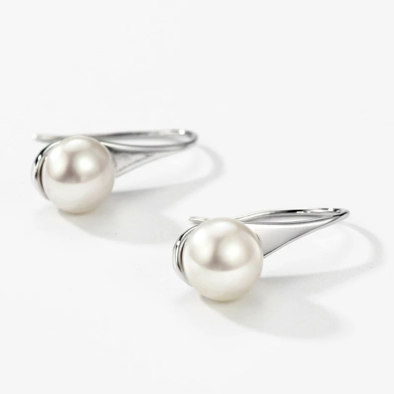 HENGSHENG Freshwater Pearl Earrings Dangle Drop 925 Sterling Silver Earrings 7-8mm Cultured Pearl Fine Jewelry for Women Girls - Image 3