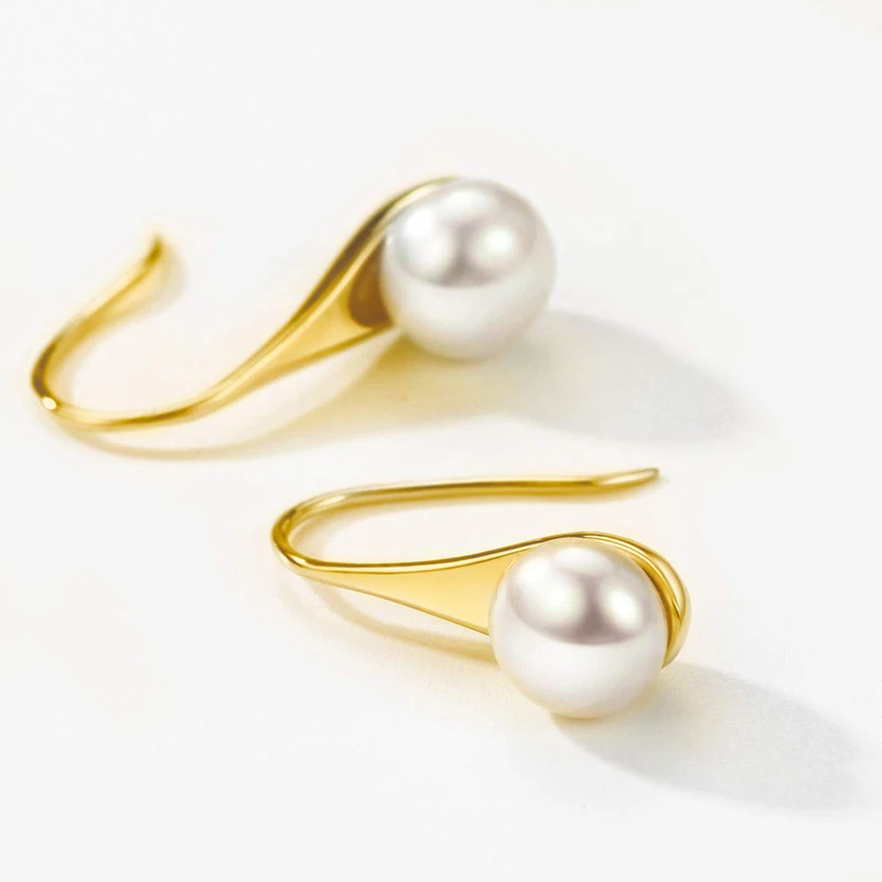 HENGSHENG Freshwater Pearl Earrings Dangle Drop 925 Sterling Silver Earrings 7-8mm Cultured Pearl Fine Jewelry for Women Girls - Image 4