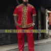 Biggmans Casual Two Piece Sets Shirt for Men's Clothing Elegant Classic Geometric Short Sleeve Pants Big Plus Size Suit