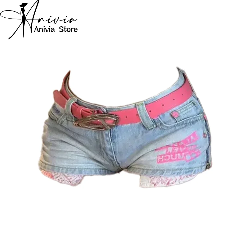 Women's Denim Shorts Streetwear Y2k Mini Short Pants Harajuku Vintage 90s Aesthetic High Waist Shorts Jeans 2000s Trashy Clothes