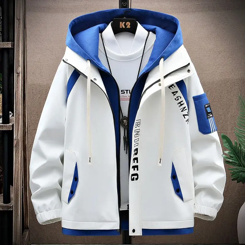 2025 New Spring and Autumn Men's Coat Fashionable Korean Style Casual Work Jacket Hooded Thin Men's Top