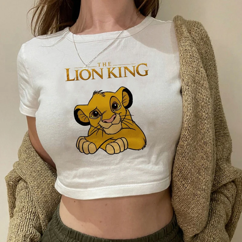 Funny 90s Disney The Lion King Crop Top T Shirt Cropped Harajuku T-shirt Hakuna Matata Tshirt Women Top Tees Female Clothes