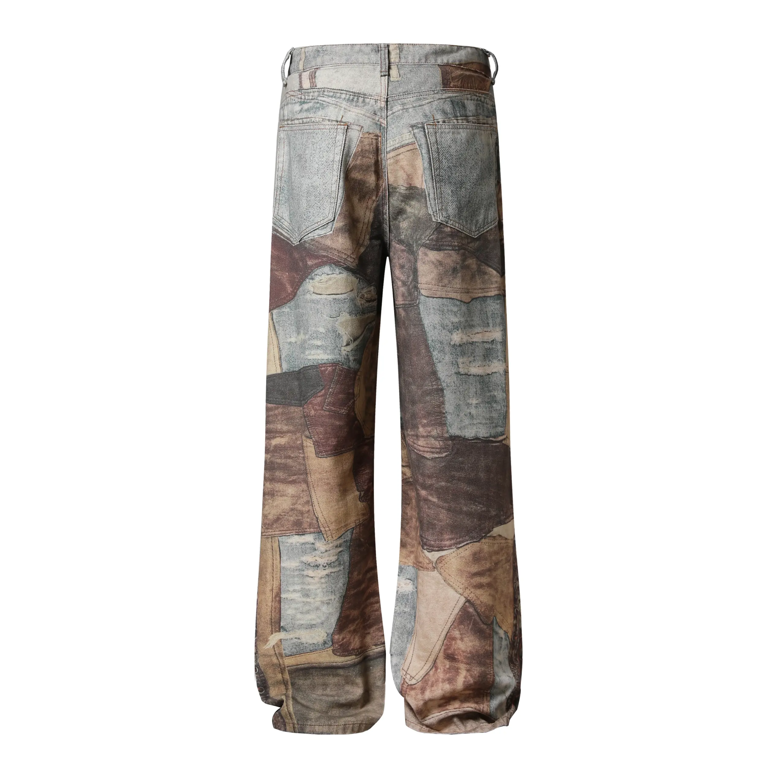 Printed jeans Men Baggy Aesthetic Streetwear Top grade Jeans Male Retro Fashion Wide Leg Denim Pants Hip hop Denim Trousers - Image 3